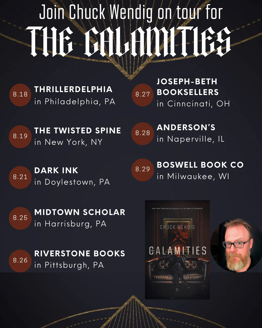 Author Chuck Wendig Announces Extensive "Calamities" Book Tour, Promising Fiendish Encounters and Unholy Signings